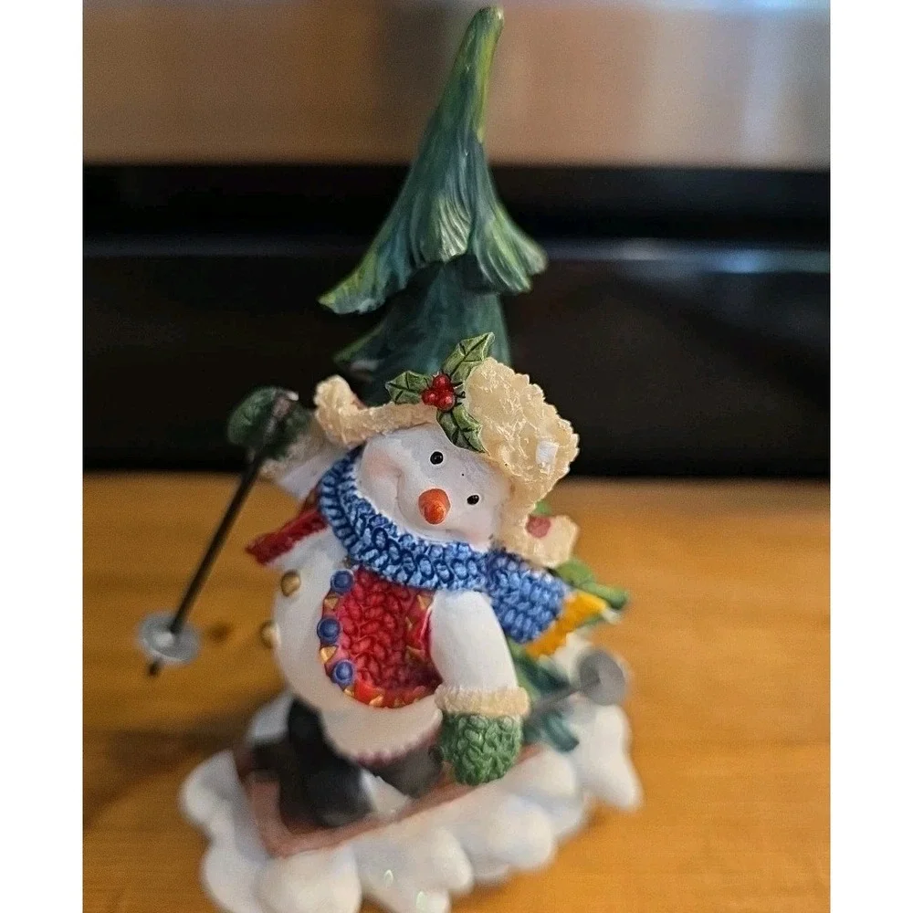 Home Interiors Christmas Whimsical Snowmen Sledding Figurines set of 3 resin 5